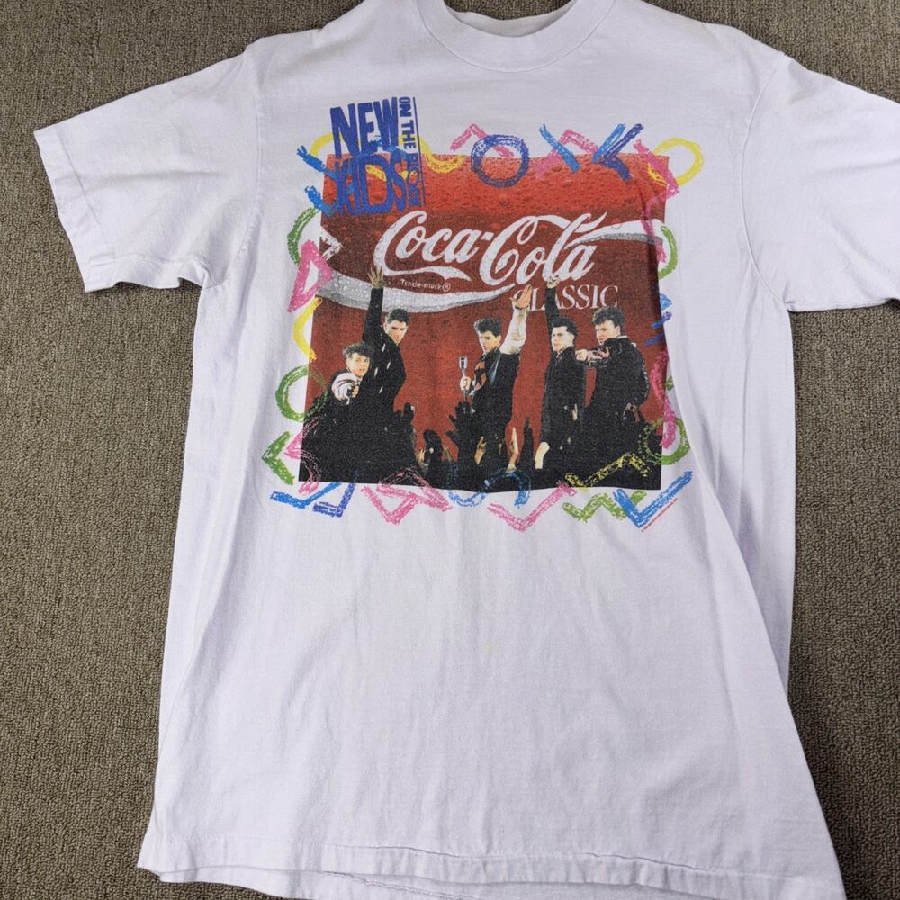 Vintage 1990 New Kids On The Block Coca-Cola Concert Shirt Men’s Large Single